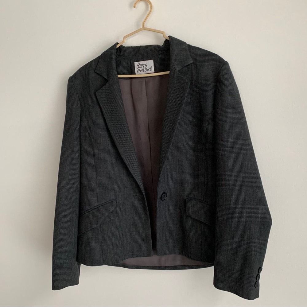 Grey Plaid Patterned Blazer - Picture 2 of 4